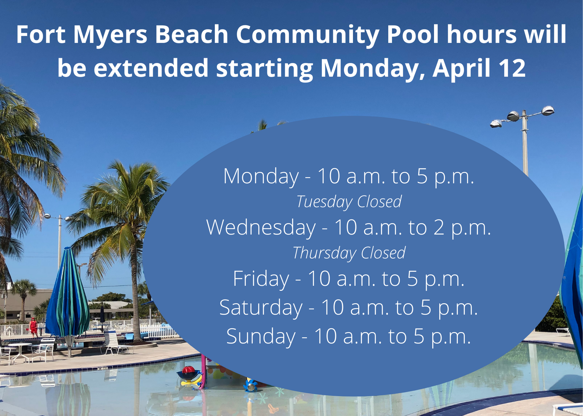 Pools hours changing april 12