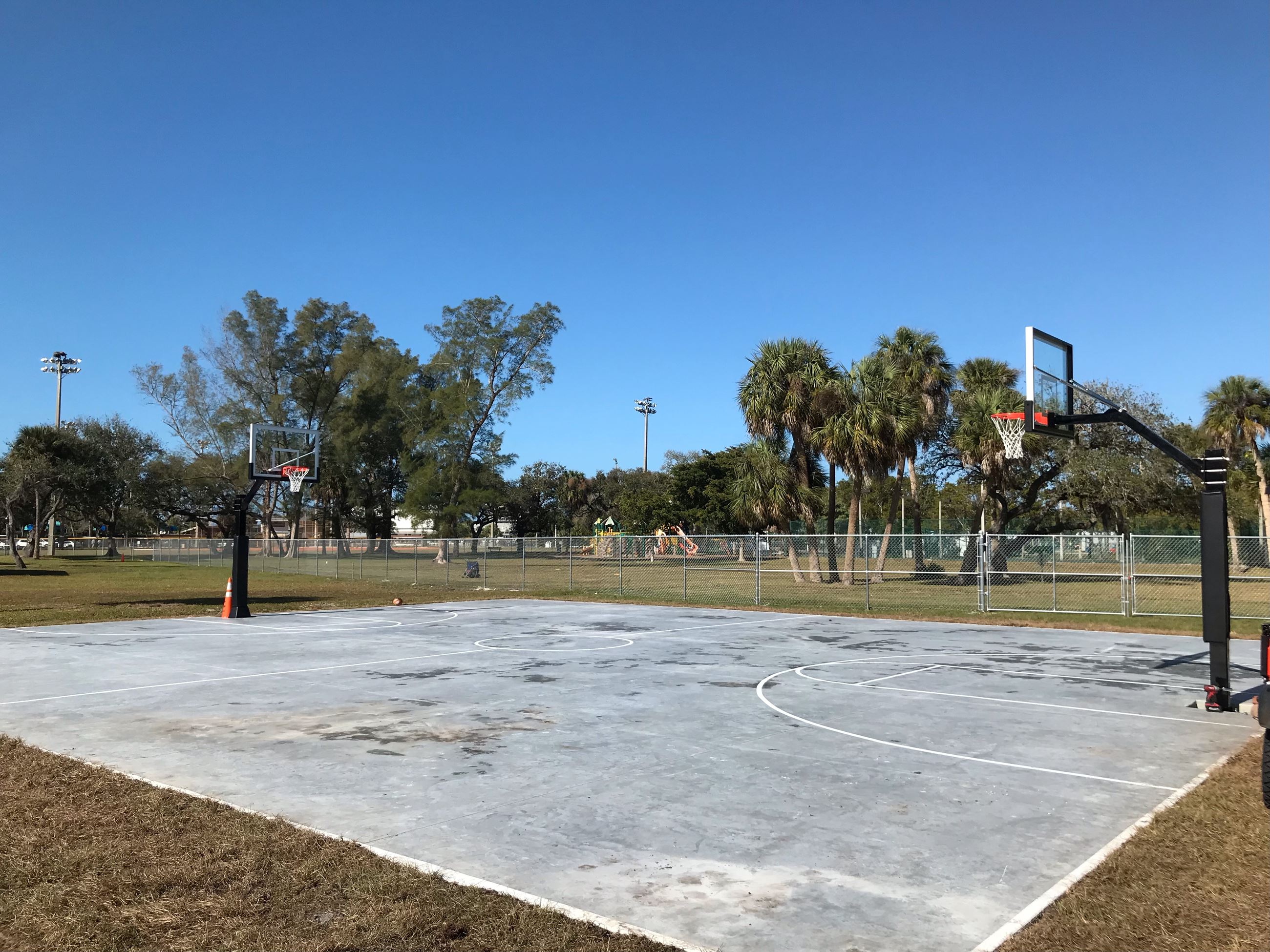 basektball court install beach elem feb 2022